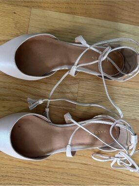 Halogen Blush Leather Flats with Tassel Ties